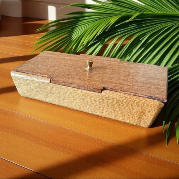 Handcrafted Wooden Trinket Box with Brass Knob – Artist Marked - Picture 1 of 14